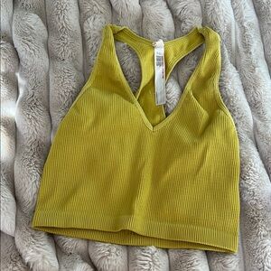 Yellow Ribbed Crop Top